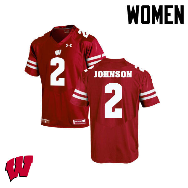 Women Winsconsin Badgers #2 Patrick Johnson College Football Jerseys-Red - Click Image to Close